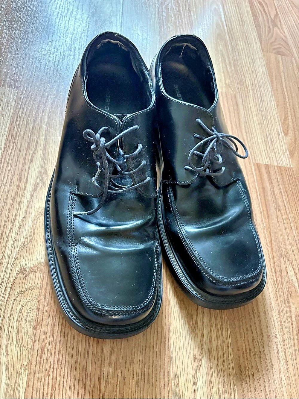 Bostonian Made in Italy Mens Black Leather Square Toe Oxford Dress Shoes 11.5 M